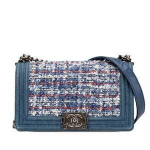 Chanel Medium Denim And Tweed Boy Bag